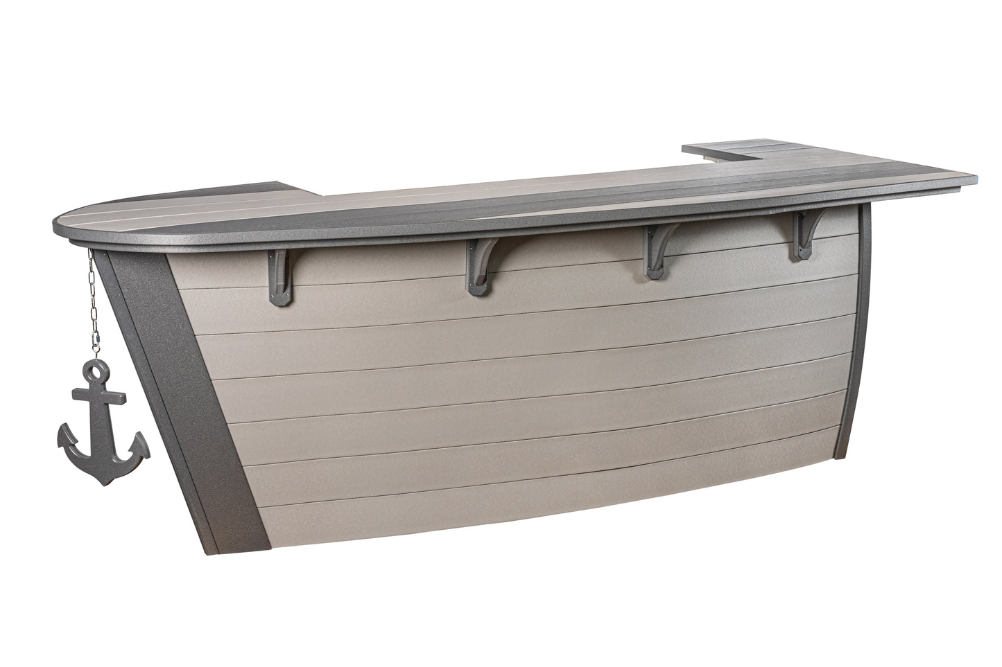 Beaver Dam Woodworks 118"x46" Anchor Ave Recycled Plastic Boat Shaped Bar (BAR ONLY CHAIRS SOLD SEPARATELY) - LEAD TIME TO SHIP 3 WEEKS OR LESS