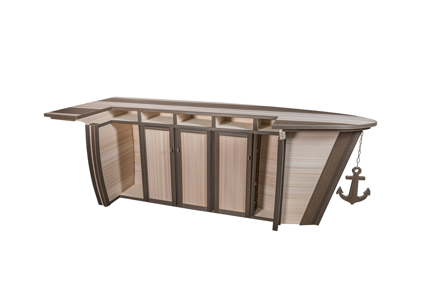 Beaver Dam Woodworks 118"x46" Anchor Ave Recycled Plastic Boat Shaped Bar (BAR ONLY CHAIRS SOLD SEPARATELY) - LEAD TIME TO SHIP 3 WEEKS OR LESS