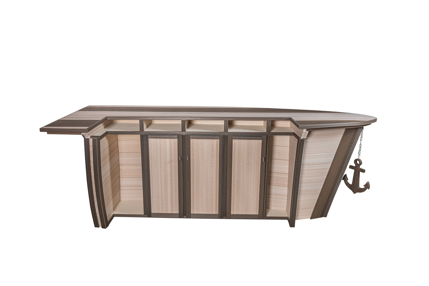 Beaver Dam Woodworks 118"x46" Anchor Ave Recycled Plastic Boat Shaped Bar (BAR ONLY CHAIRS SOLD SEPARATELY) - LEAD TIME TO SHIP 3 WEEKS OR LESS