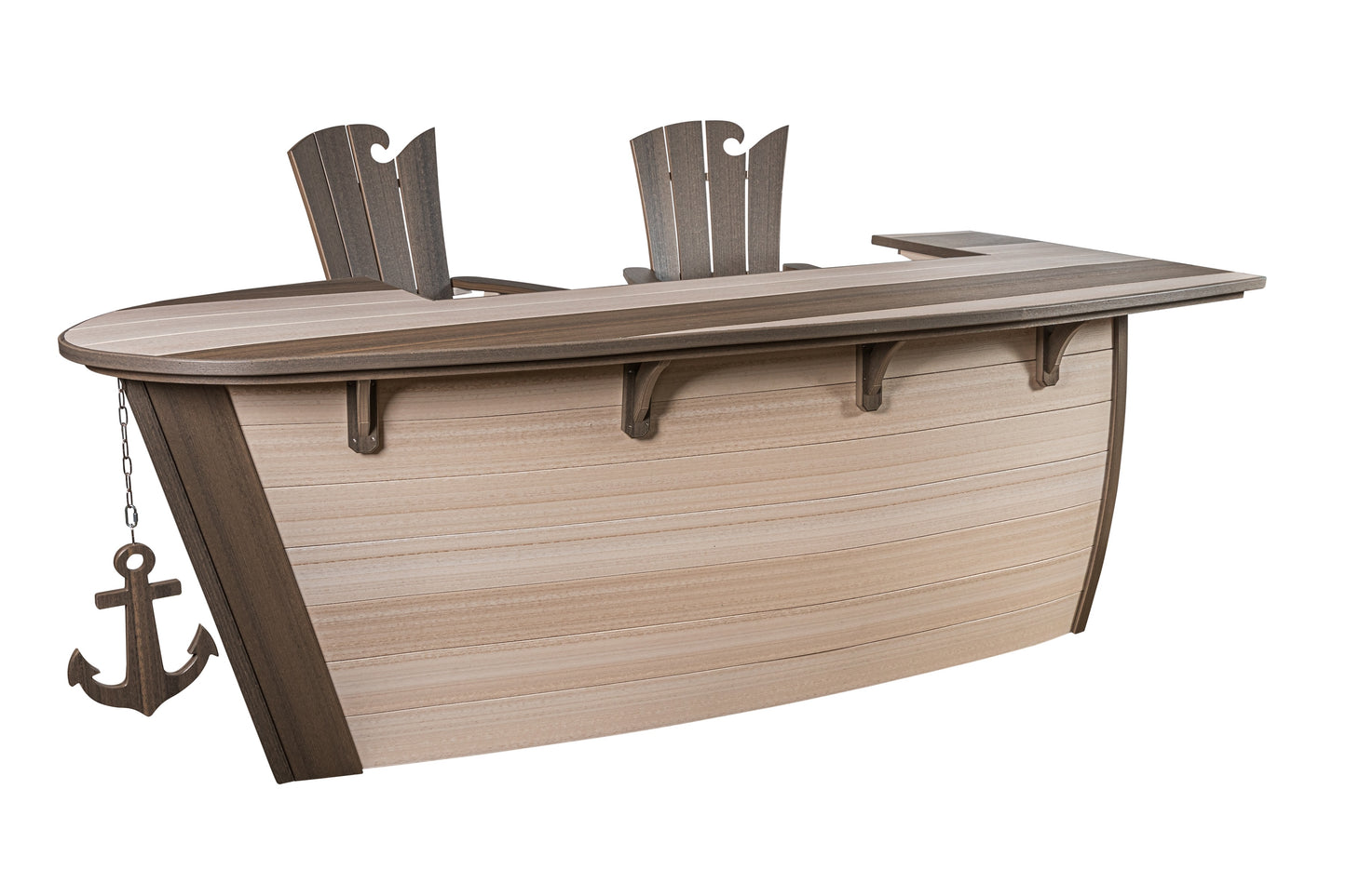 Beaver Dam Woodworks 118"x46" Anchor Ave Recycled Plastic Boat Shaped Bar (BAR ONLY CHAIRS SOLD SEPARATELY) - LEAD TIME TO SHIP 3 WEEKS OR LESS