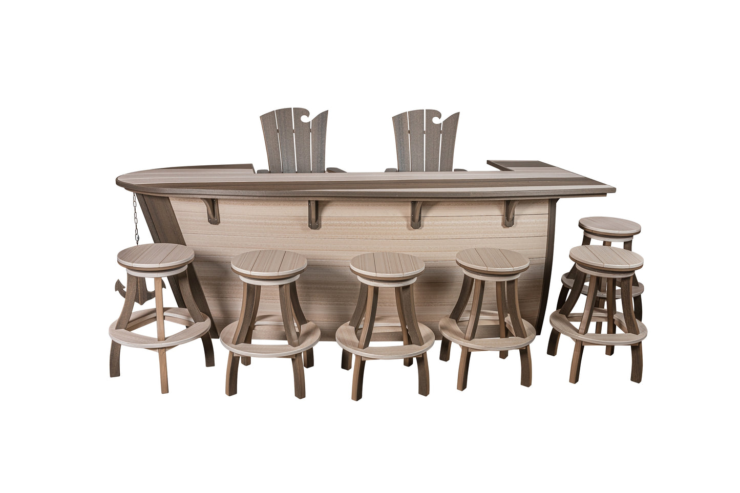 Beaver Dam Woodworks 118"x46" Anchor Ave Recycled Plastic Boat Shaped Bar (BAR ONLY CHAIRS SOLD SEPARATELY) - LEAD TIME TO SHIP 3 WEEKS OR LESS