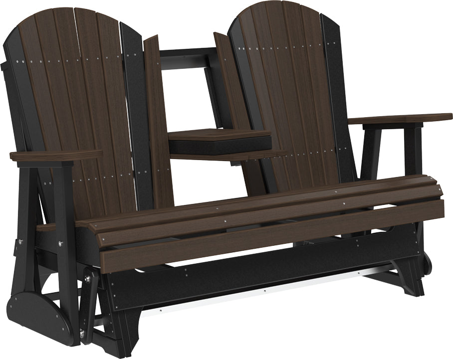 LuxCraft Recycled Plastic 5' Adirondack Glider Chair With Flip Down Center Console  - LEAD TIME TO SHIP 2 WEEKS OR LESS