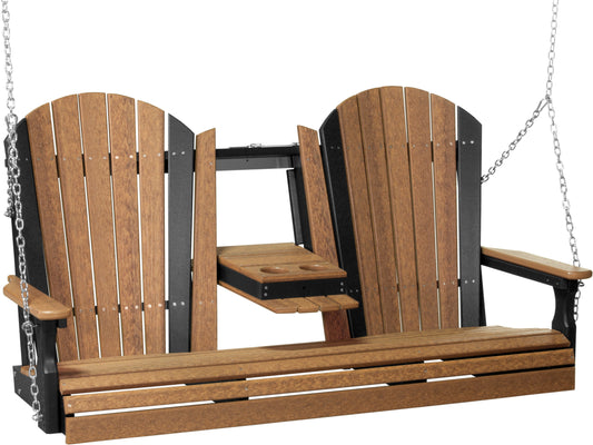 LuxCraft Adirondack 5ft. Recycled Plastic Porch Swing with Flip Down Center Console  - LEAD TIME TO SHIP 2 WEEKS OR LESS