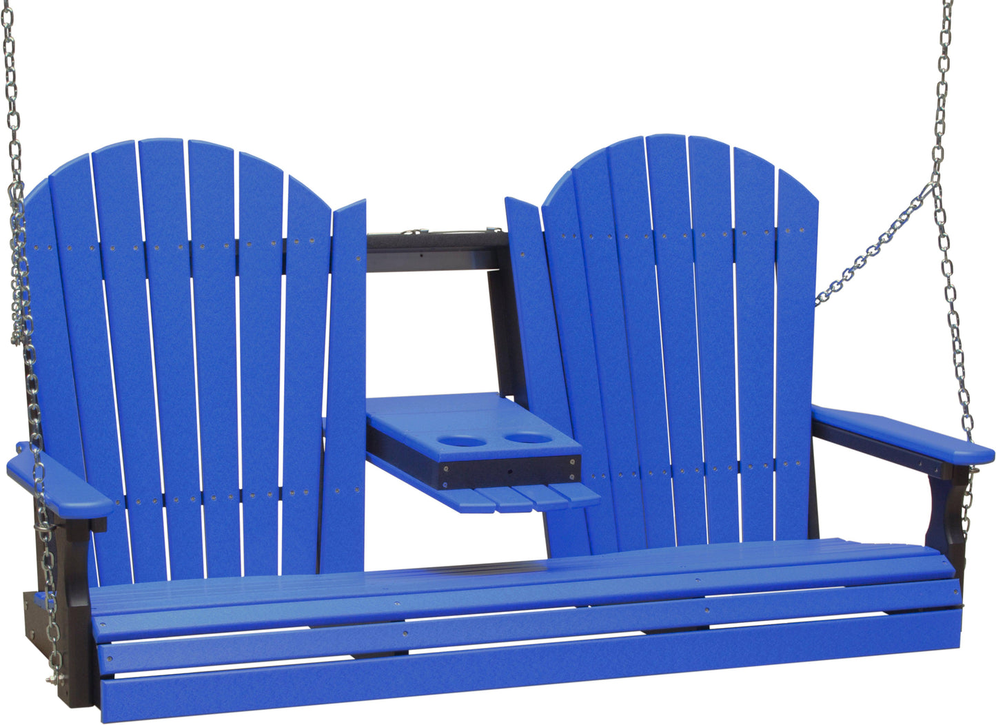 LuxCraft Adirondack 5ft. Recycled Plastic Porch Swing with Flip Down Center Console  - LEAD TIME TO SHIP 7 BUSINESS DAYS OR LESS