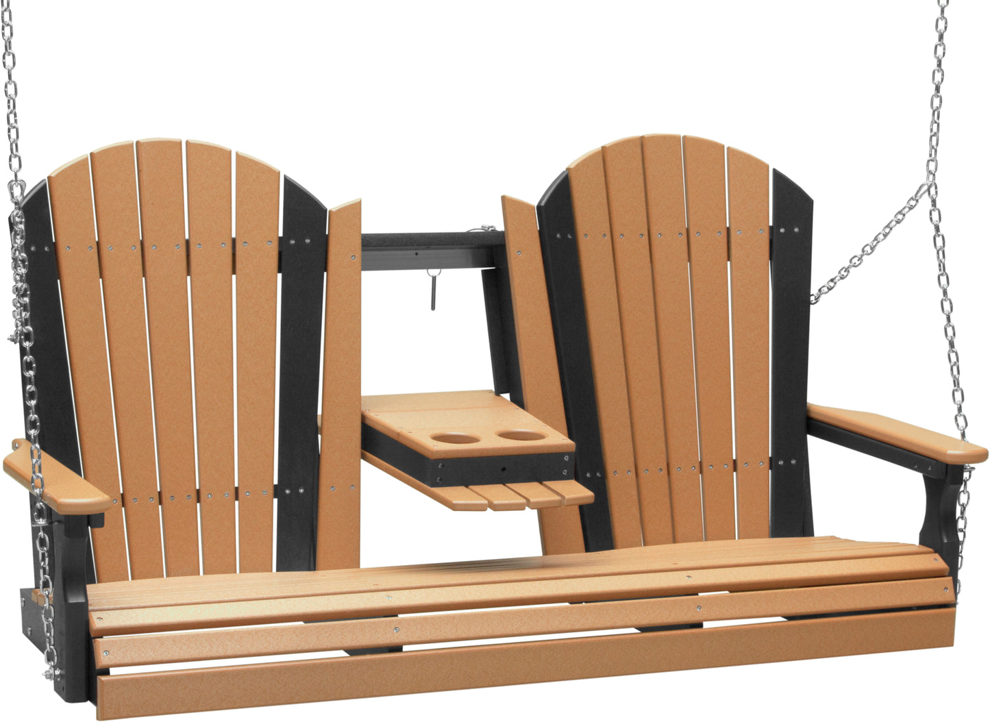 LuxCraft Adirondack 5ft. Recycled Plastic Porch Swing with Flip Down Center Console  - LEAD TIME TO SHIP 2 WEEKS OR LESS