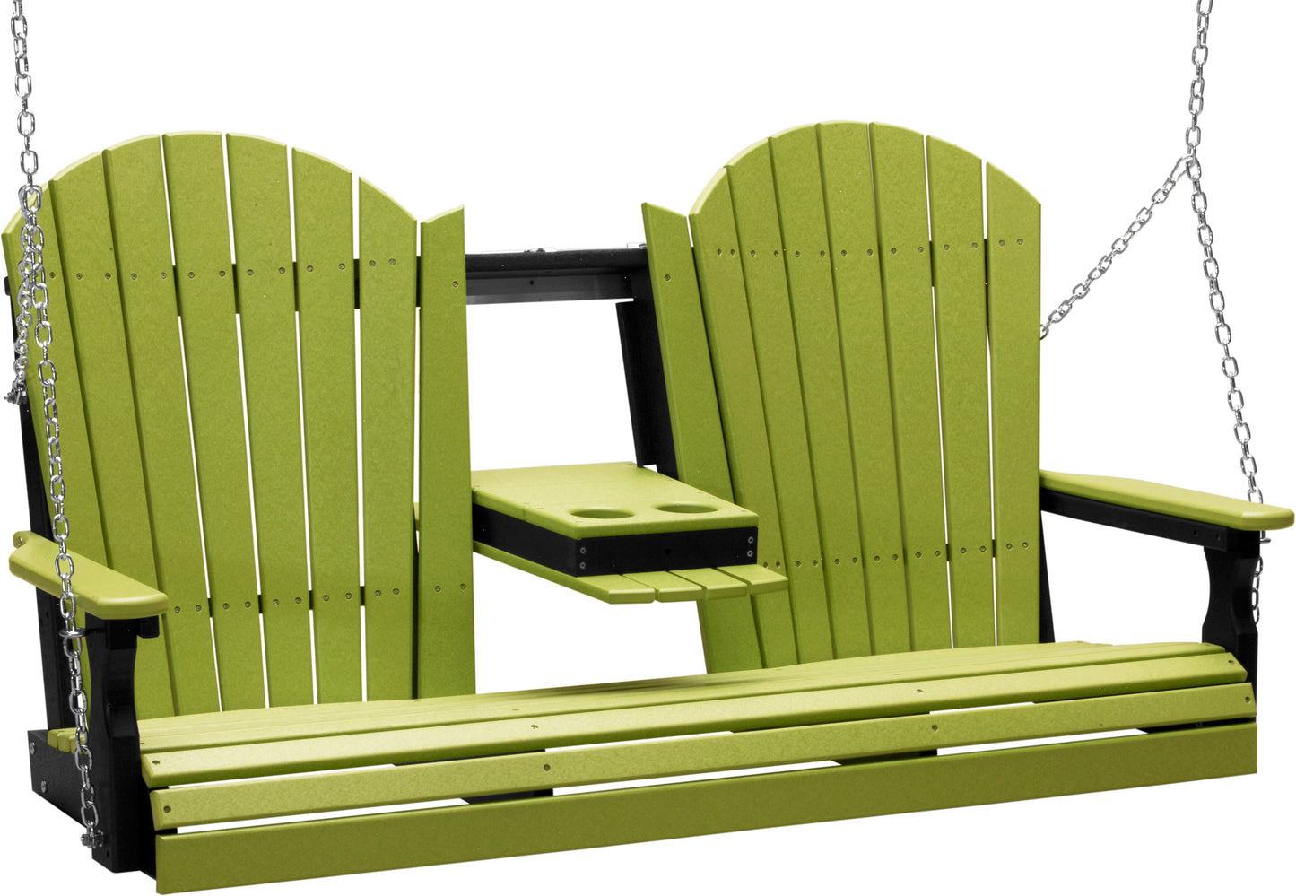 LuxCraft Adirondack 5ft. Recycled Plastic Porch Swing with Flip Down Center Console  - LEAD TIME TO SHIP 2 WEEKS OR LESS