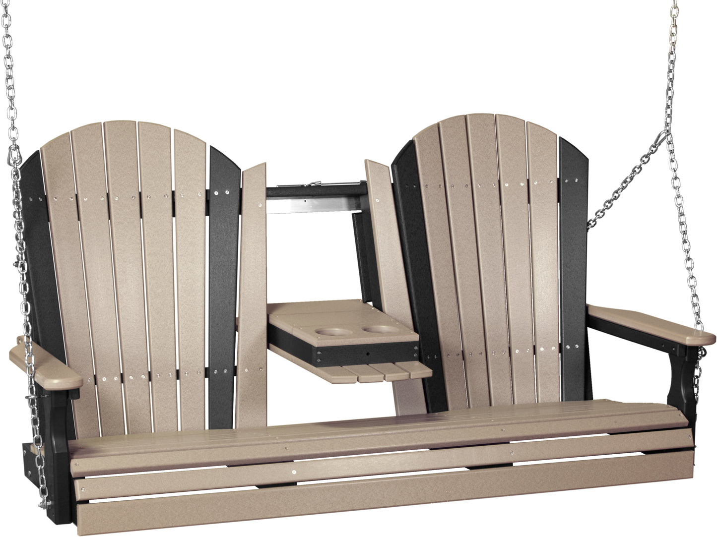 LuxCraft Adirondack 5ft. Recycled Plastic Porch Swing with Flip Down Center Console  - LEAD TIME TO SHIP 2 WEEKS OR LESS