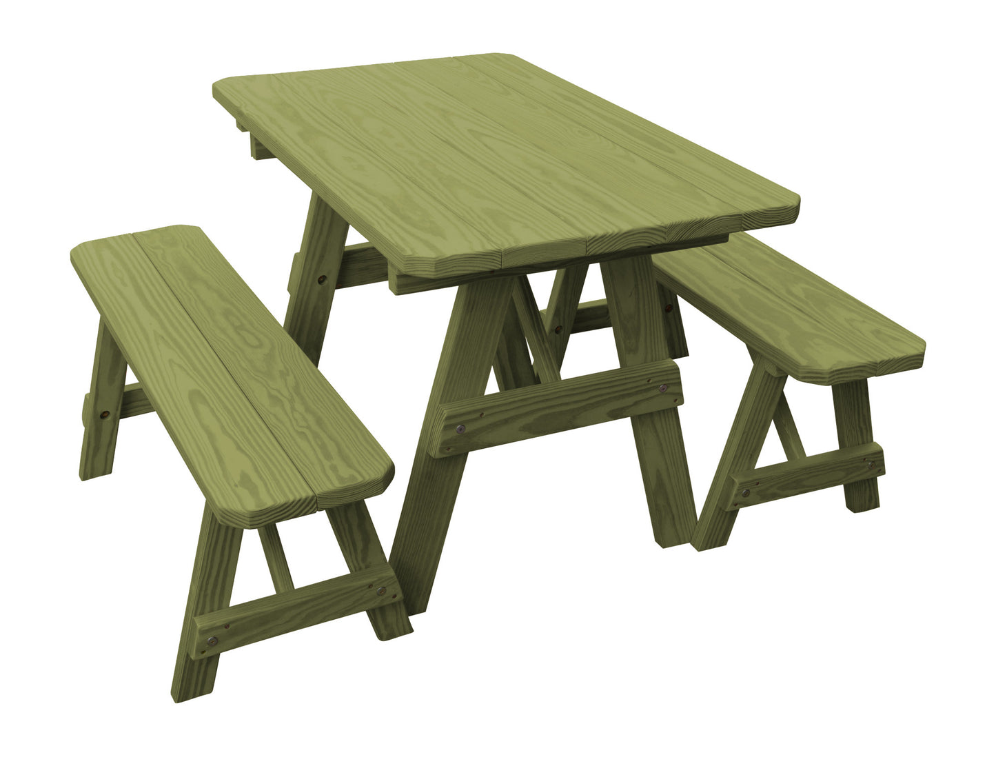 A&L Furniture Co. Yellow Pine Traditional 4' Table with 2 Benches - LEAD TIME TO SHIP 10 BUSINESS DAYS