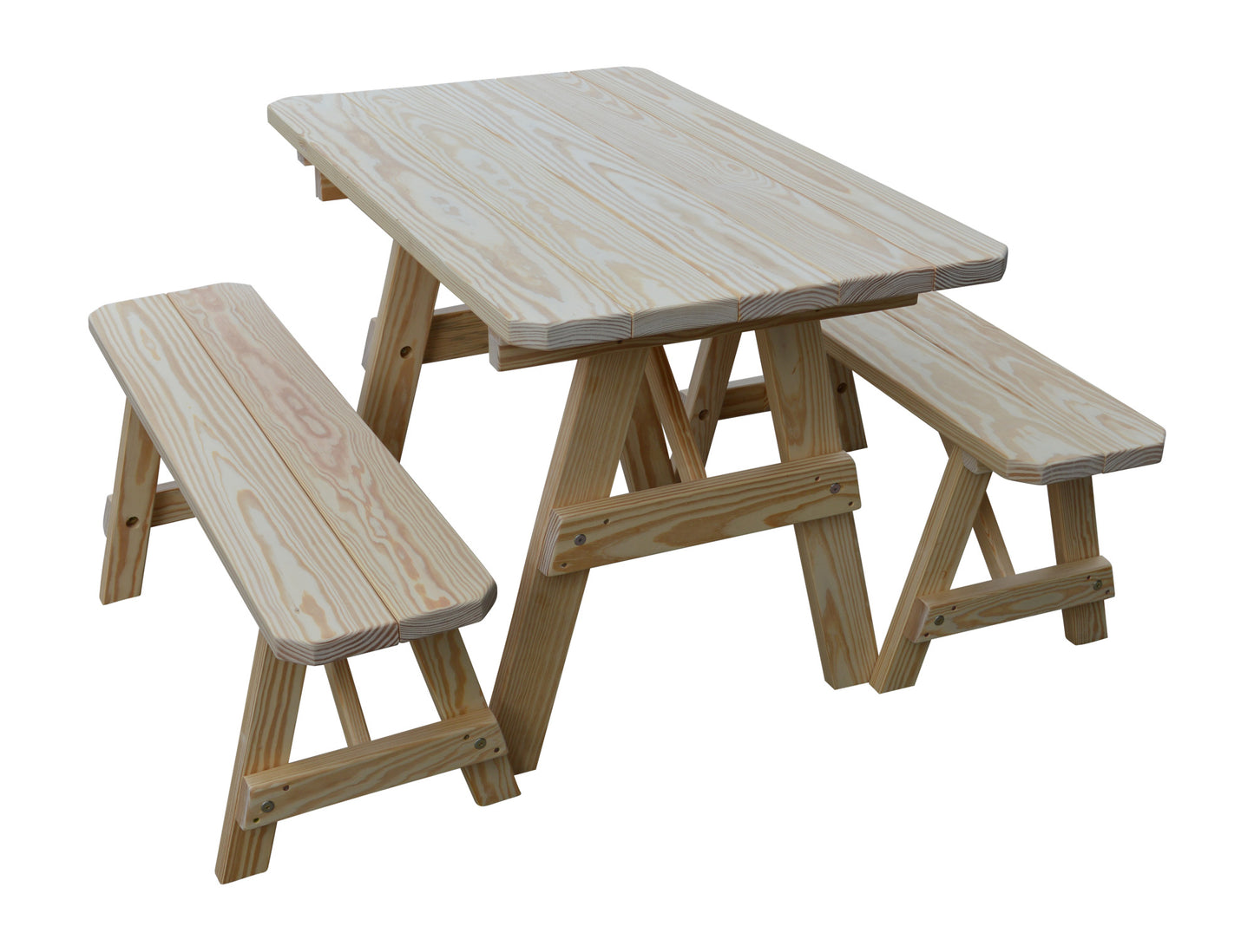 A&L Furniture Co. Yellow Pine Traditional 4' Table with 2 Benches - LEAD TIME TO SHIP 10 BUSINESS DAYS