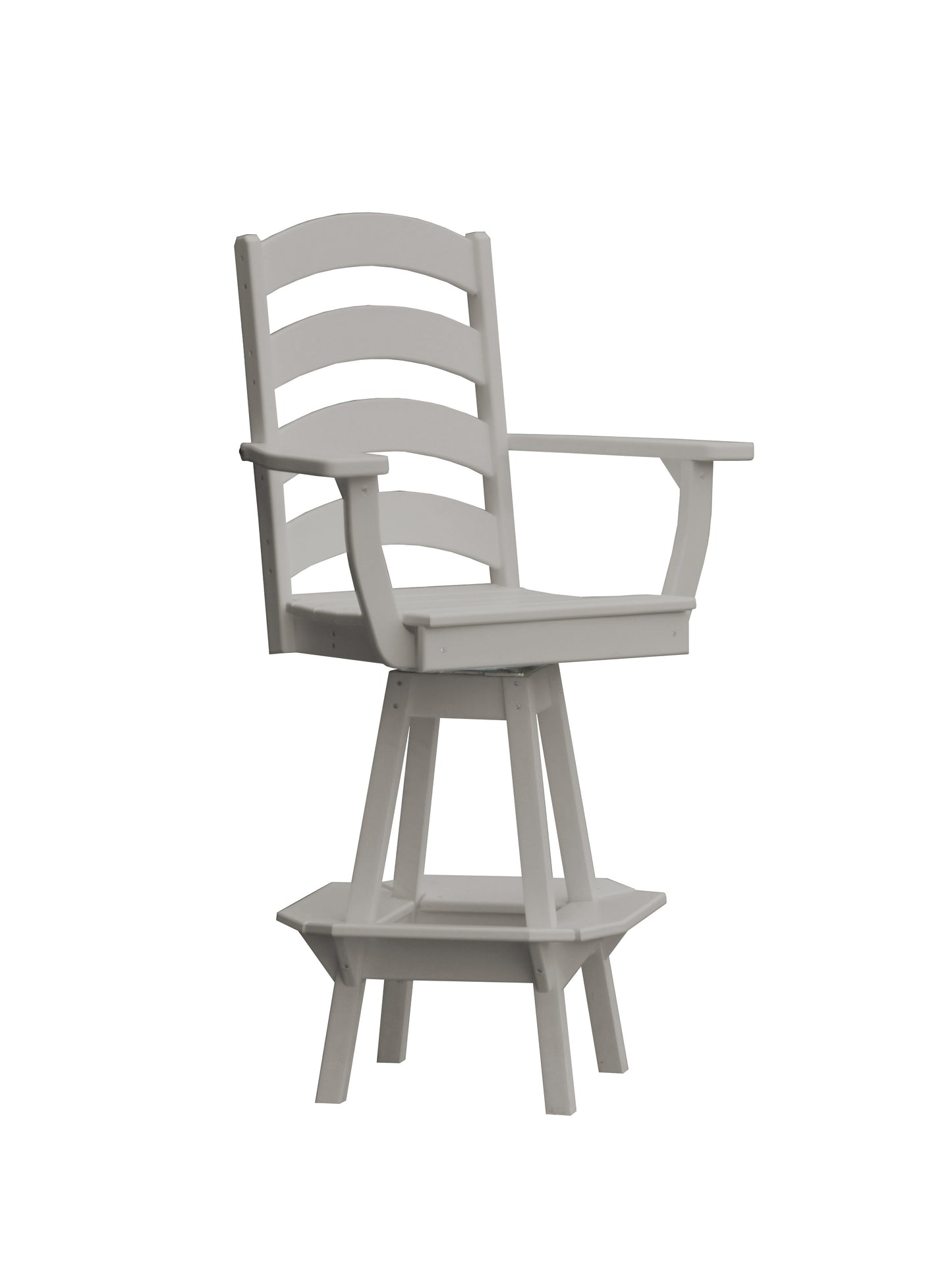 A&L Furniture Recycled Plastic Ladderback Swivel Bar Chair with Arms - LEAD TIME TO SHIP 10 BUSINESS DAYS