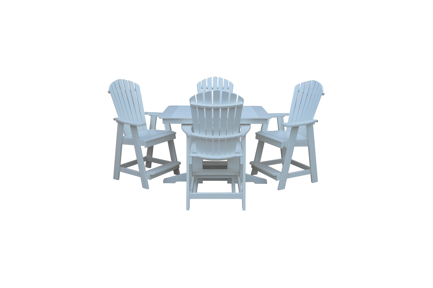 A&L Furniture Co. Recycled 4' Plastic Table Plastic with Fanback Balcony Chairs 5 Piece Set (Counter Height) - LEAD TIME TO SHIP 10 BUSINESS DAYS