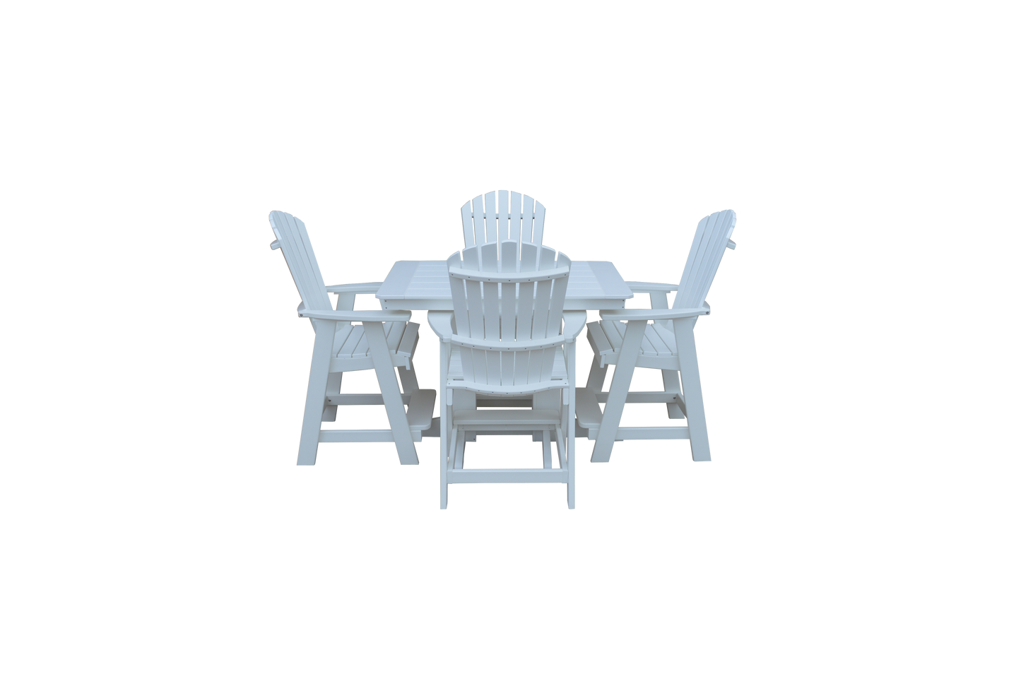 A&L Furniture Co. Recycled 4' Plastic Table Plastic with Fanback Balcony Chairs 5 Piece Set (Counter Height) - LEAD TIME TO SHIP 10 BUSINESS DAYS