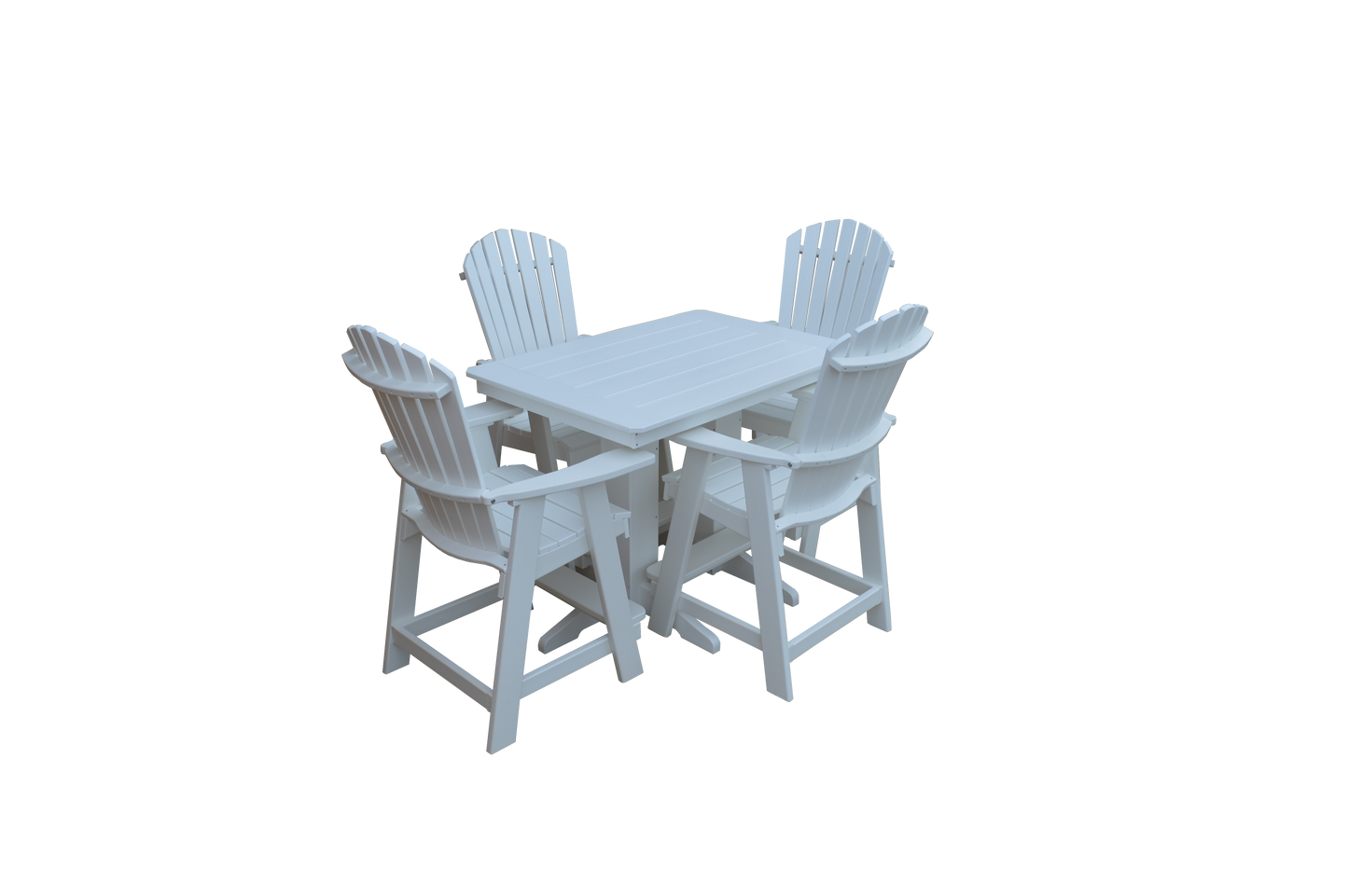 A&L Furniture Co. Recycled 4' Plastic Table Plastic with Fanback Balcony Chairs 5 Piece Set (Counter Height) - LEAD TIME TO SHIP 10 BUSINESS DAYS