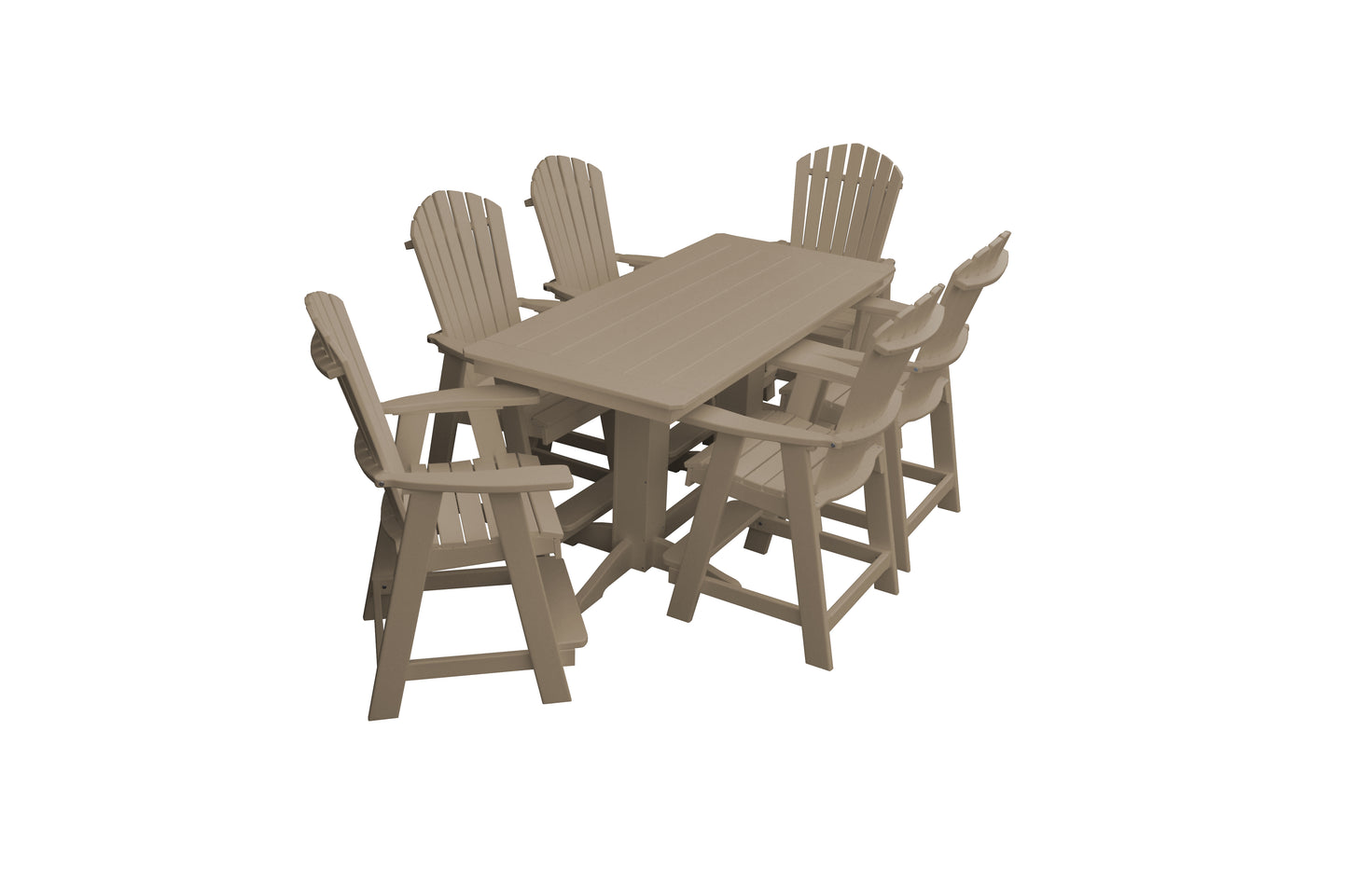 A&L Furniture Co. Recycled 6' Rectangular Table with Fanback Balcony Chairs 7 Piece Set (Counter Height) - LEAD TIME TO SHIP 10 BUSINESS DAYS