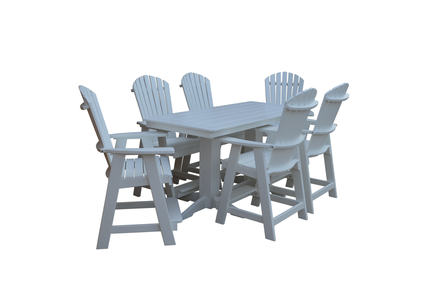 A&L Furniture Co. Recycled 6' Rectangular Table with Fanback Balcony Chairs 7 Piece Set (Counter Height) - LEAD TIME TO SHIP 10 BUSINESS DAYS