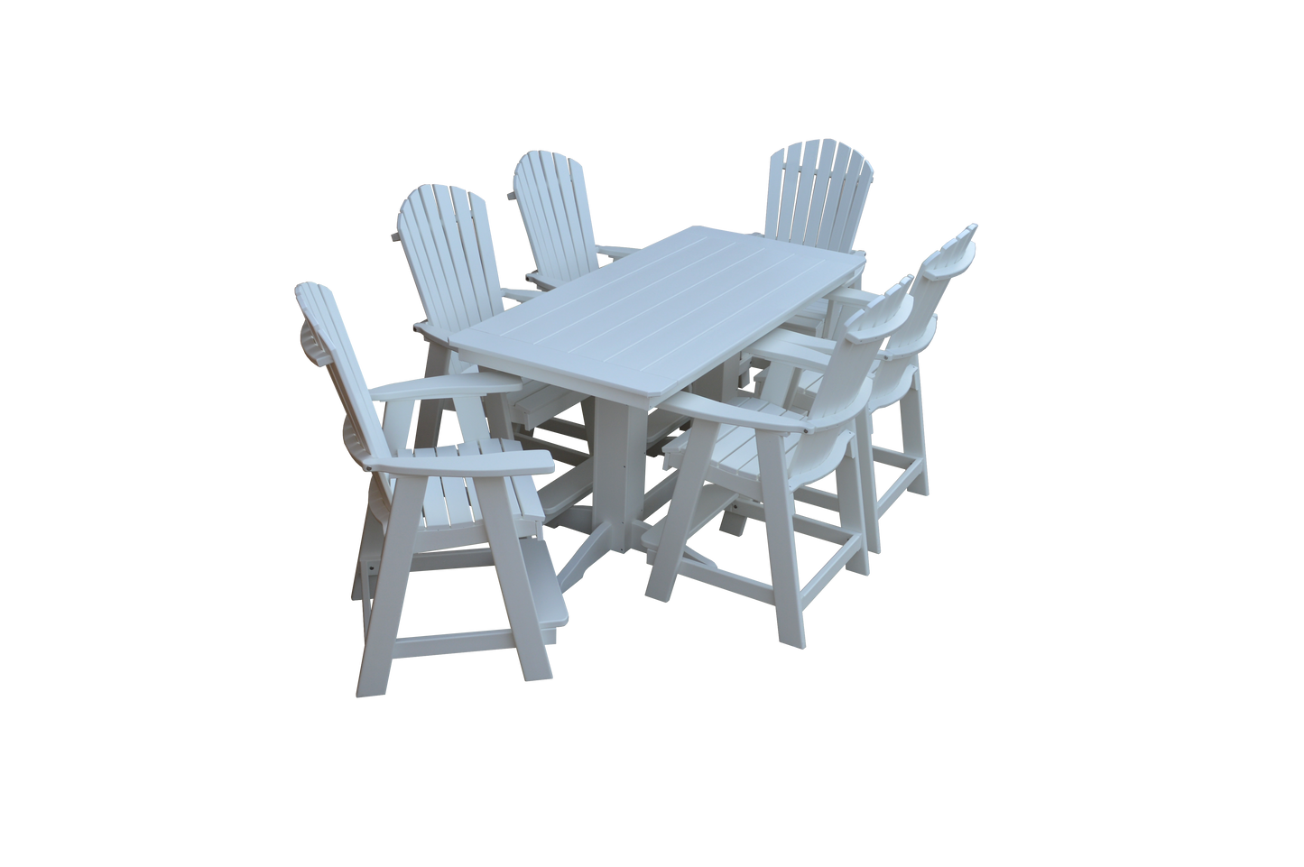 A&L Furniture Co. Recycled 6' Rectangular Table with Fanback Balcony Chairs 7 Piece Set (Counter Height) - LEAD TIME TO SHIP 10 BUSINESS DAYS