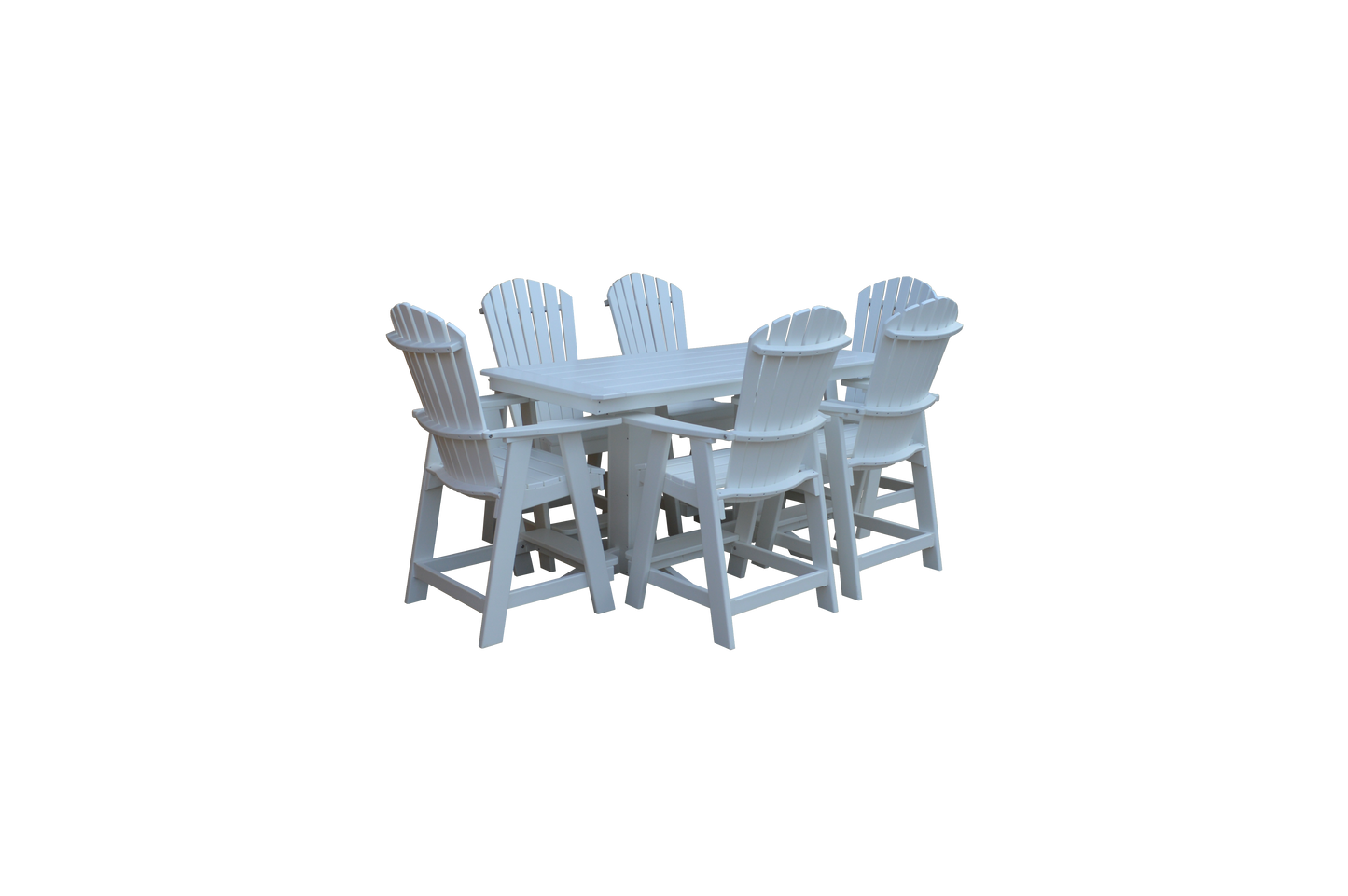 A&L Furniture Co. Recycled 6' Rectangular Table with Fanback Balcony Chairs 7 Piece Set (Counter Height) - LEAD TIME TO SHIP 10 BUSINESS DAYS