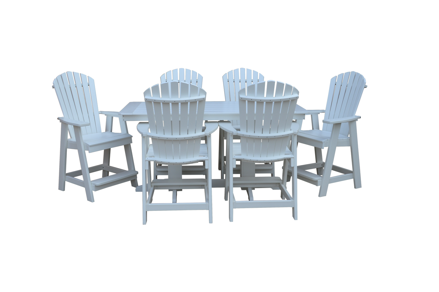 A&L Furniture Co. Recycled 6' Rectangular Table with Fanback Balcony Chairs 7 Piece Set (Counter Height) - LEAD TIME TO SHIP 10 BUSINESS DAYS