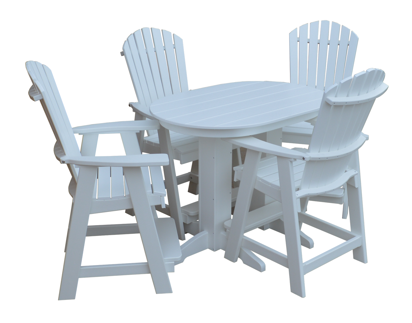 A&L Furniture Co. Recycled 4' Oval Table with Fanback Balcony Chairs 5 Piece Set (Counter Height) - LEAD TIME TO SHIP 10 BUSINESS DAYS