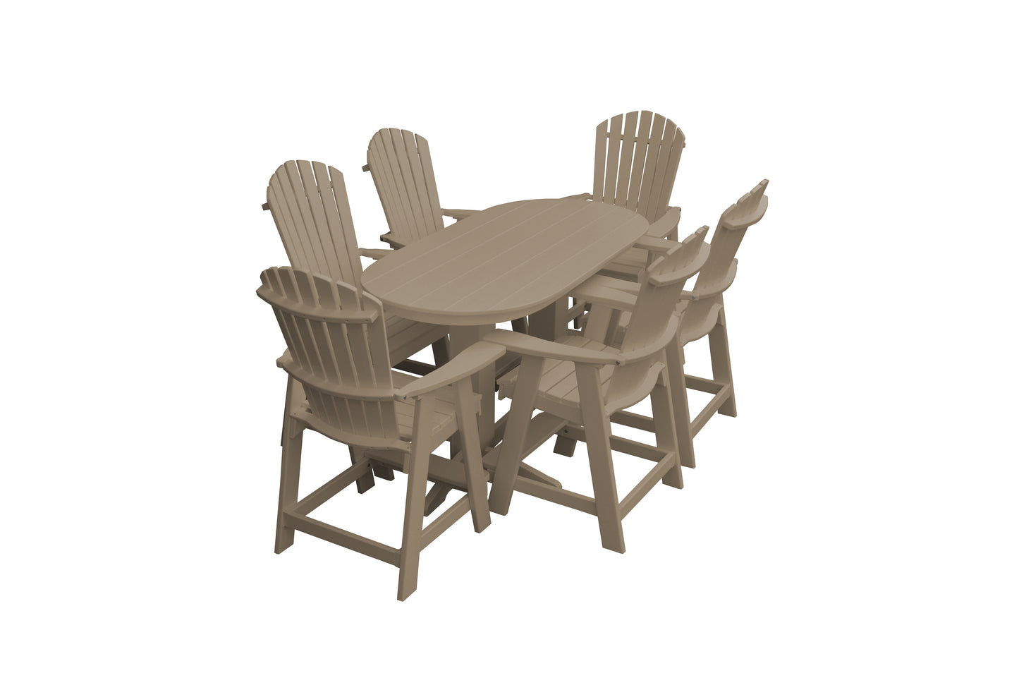 A&L Furniture Co. Recycled 6' Oval Table with Fanback Balcony Chairs 7 Piece Set (Counter Height) - LEAD TIME TO SHIP 10 BUSINESS DAYS