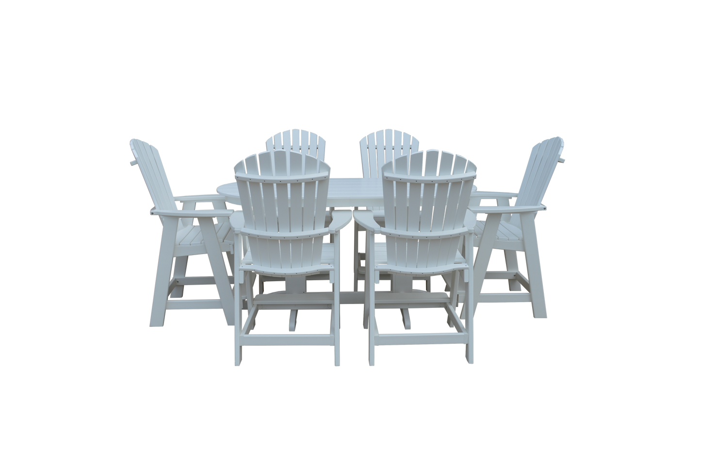 A&L Furniture Co. Recycled 6' Oval Table with Fanback Balcony Chairs 7 Piece Set (Counter Height) - LEAD TIME TO SHIP 10 BUSINESS DAYS