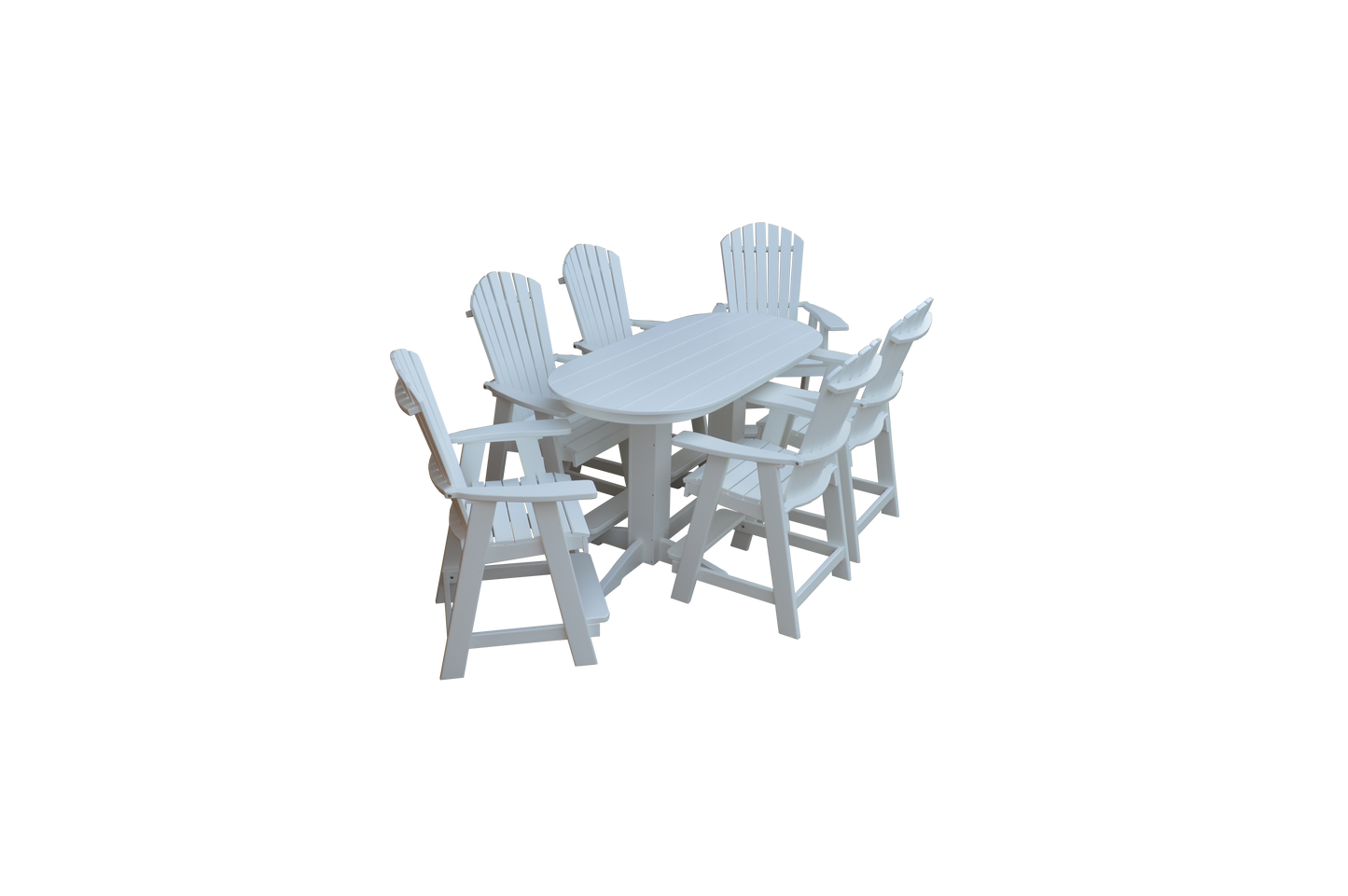 A&L Furniture Co. Recycled 6' Oval Table with Fanback Balcony Chairs 7 Piece Set (Counter Height) - LEAD TIME TO SHIP 10 BUSINESS DAYS