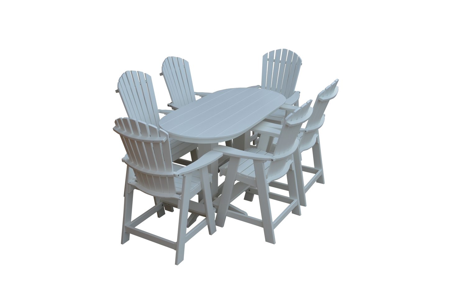 A&L Furniture Co. Recycled 6' Oval Table with Fanback Balcony Chairs 7 Piece Set (Counter Height) - LEAD TIME TO SHIP 10 BUSINESS DAYS