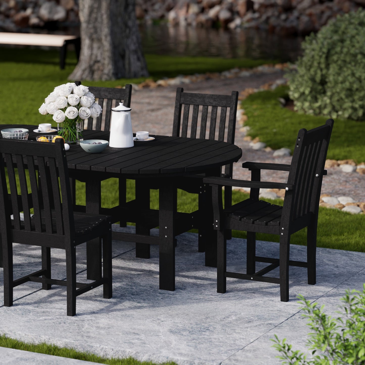 Wildridge Classic Outdoor Recycled Plastic CLASSIC 7-PIECE 44"X84: DINING SET - LEAD TIME TO SHIP 10 BUSINESS DAYS OR LESS