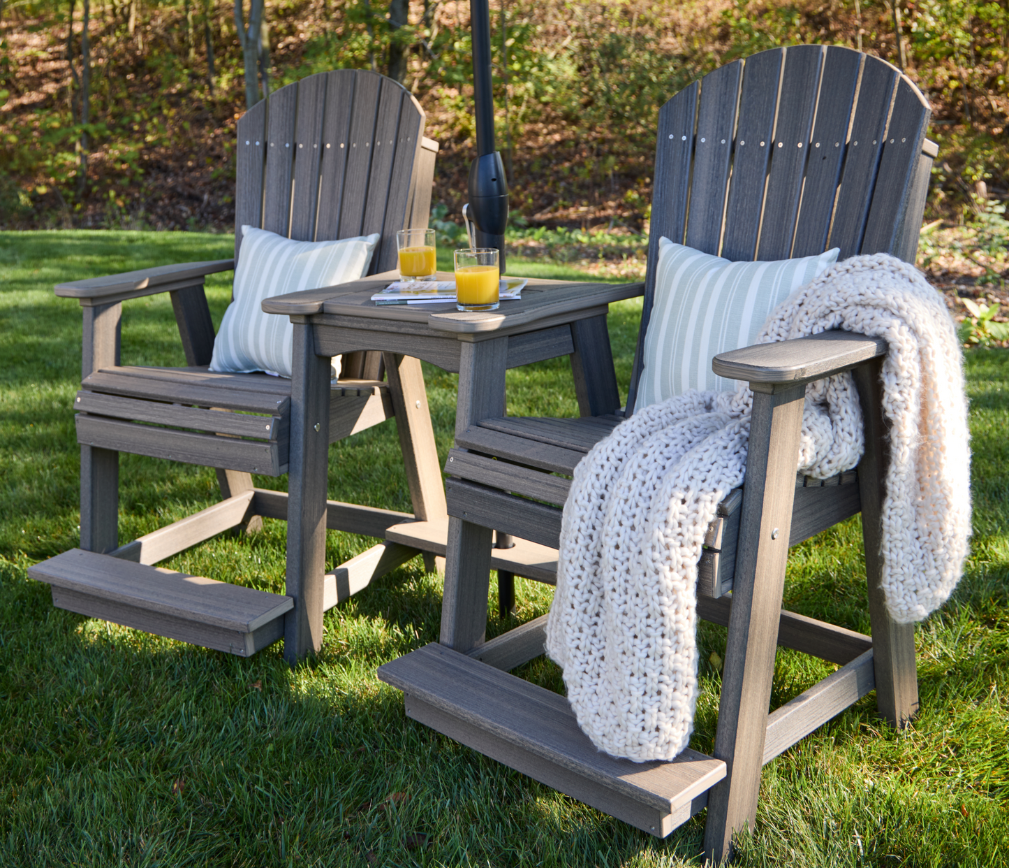 LuxCraft Recycled Plastic Counter Height Adirondack Tete-a-Tete Balcony Set  - LEAD TIME TO SHIP 7 BUSINESS DAYS OR LESS