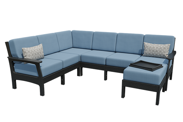 Patiova VaraMora Deep Seating 6-Seat Sectional with Ottoman & Hideaway Tray - LEAD TIME TO SHIP 6 WEEKS OR LESS