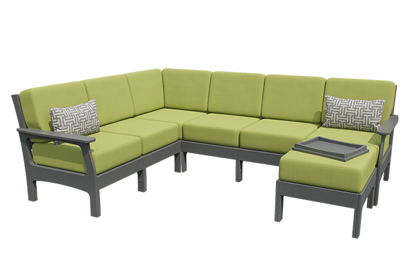 Patiova VaraMora Deep Seating 6-Seat Sectional with Ottoman & Hideaway Tray - LEAD TIME TO SHIP 6 WEEKS OR LESS