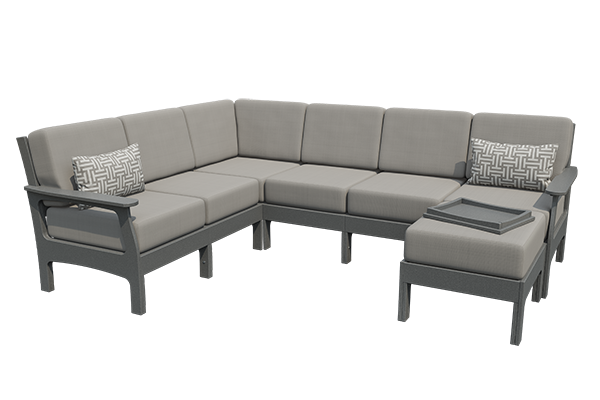 Patiova VaraMora Deep Seating 6-Seat Sectional with Ottoman & Hideaway Tray - LEAD TIME TO SHIP 6 WEEKS OR LESS