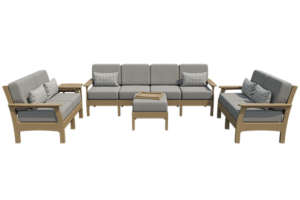 Patiova VaraMora Deep Seating 5-Piece Set: 4-Seat Sofa, 2 Loveseats, 1 Side Table, and Ottoman with Hideaway Tray - LEAD TIME TO SHIP 4 WEEKS