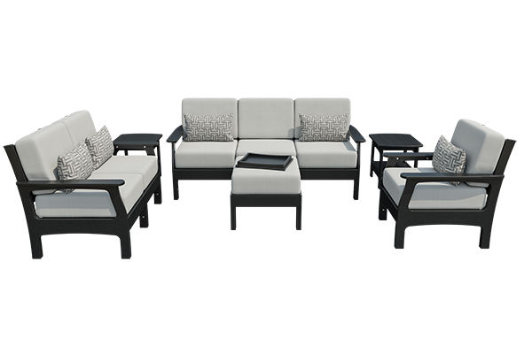 Patiova VaraMora Deep Seating 6-Piece Set: 3-Seat Sofa, Loveseat, Chair, 2 Side Tables, and Ottoman with Hideaway Tray - LEAD TIME TO SHIP 4 WEEKS