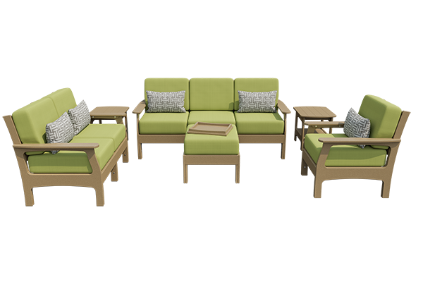 Patiova VaraMora Deep Seating 6-Piece Set: 3-Seat Sofa, Loveseat, Chair, 2 Side Tables, and Ottoman with Hideaway Tray - LEAD TIME TO SHIP 4 WEEKS