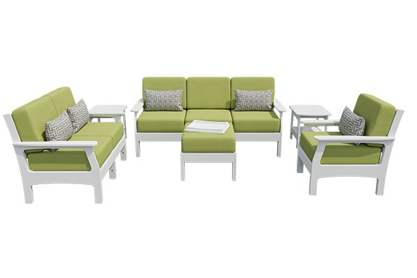 Patiova VaraMora Deep Seating 6-Piece Set: 3-Seat Sofa, Loveseat, Chair, 2 Side Tables, and Ottoman with Hideaway Tray - LEAD TIME TO SHIP 4 WEEKS