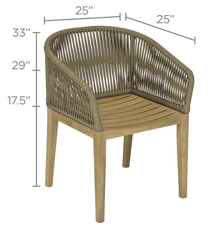 Royal Teak Collection Malibu Dining Chair Desert Sand - SHIPS WITHIN 1 TO 2 BUSINESS DAYS