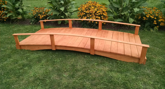 A&L Furniture Co. Western Red Cedar 4' x 10' Oriental Garden Bridge - LEAD TIME TO SHIP 2 WEEKS