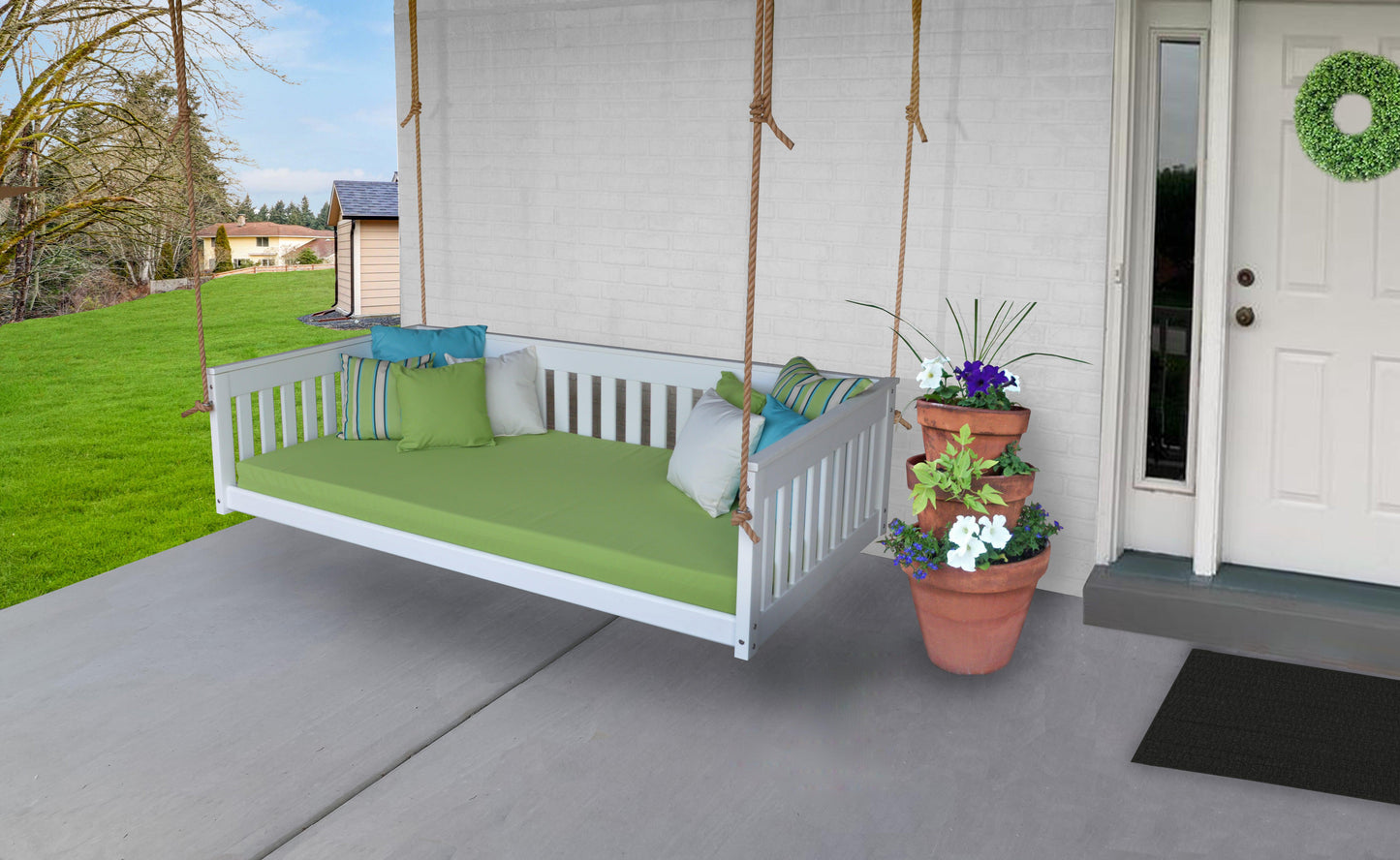 A&L Furniture Co. Amish Made Recycled Plastic Twin Mission Hanging Daybed w Rope - LEAD TIME TO SHIP 10 BUSINESS DAYS