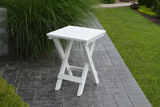 A&L Furniture Co. Recycled Plastic Square Folding Bistro Table - White